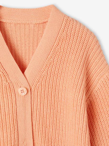 Rib Knit Cardigan for Girls apricot+mauve+pistachio - vertbaudet enfant 