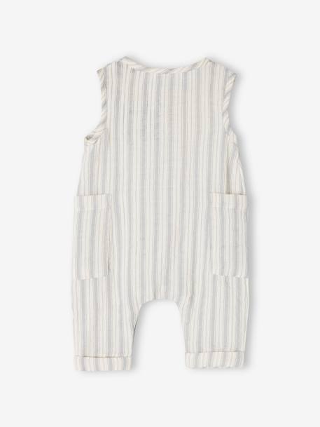 Cotton Gauze Jumpsuit for Newborns 6306+cappuccino+ecru - vertbaudet enfant 