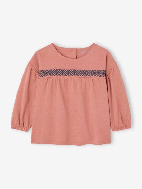 Jumper with Motif with Print in Relief, for Babies dusky pink - vertbaudet enfant 