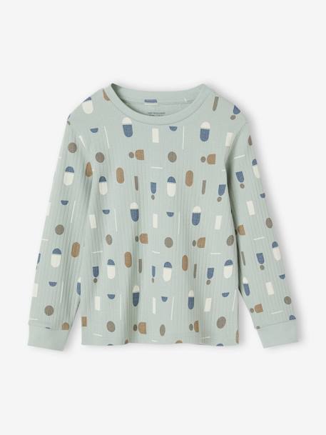Rib Knit Pyjamas with Graphic Motif for Boys sage green - vertbaudet enfant 