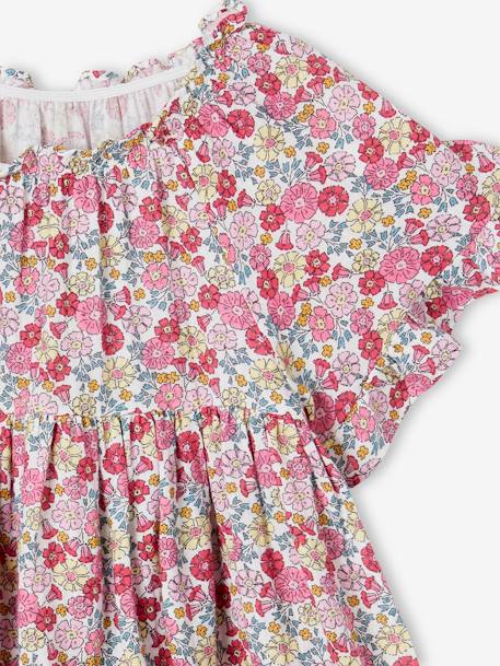 Floral Dress with Ruffled Butterfly Sleeves, for Girls rose - vertbaudet enfant 