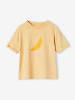 T-Shirt with Pop Motif, Short Turn-Up Sleeves, for Girls  - vertbaudet enfant