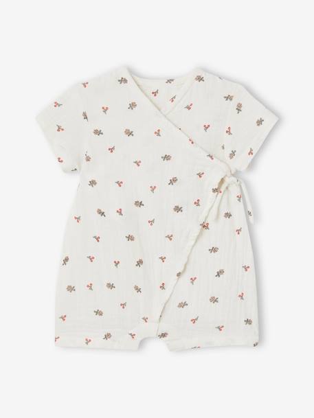 Pyjashort en gaze de coton bébé personnalisable écru - vertbaudet enfant 