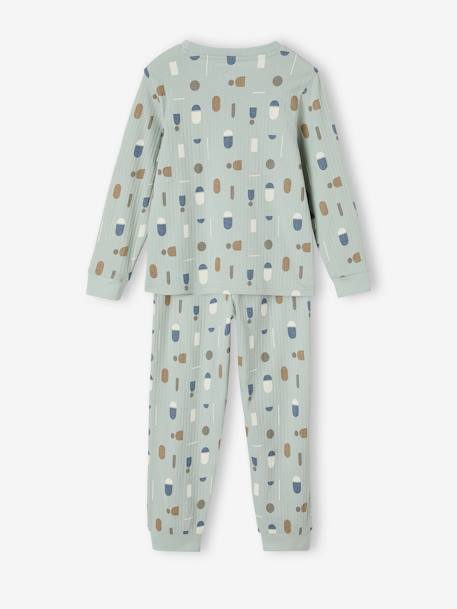 Rib Knit Pyjamas with Graphic Motif for Boys sage green - vertbaudet enfant 
