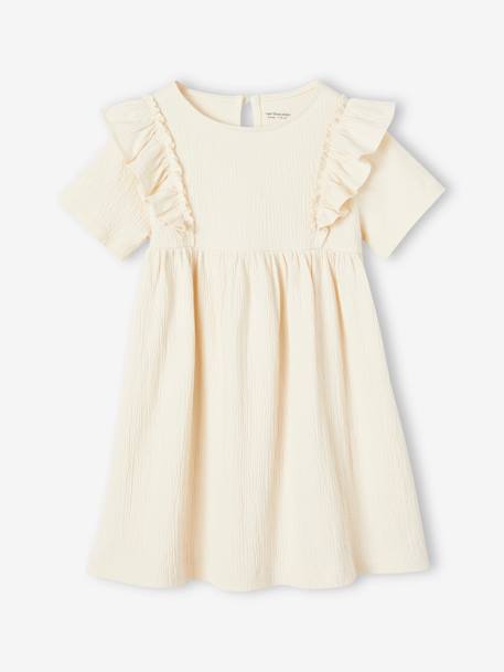 Ruffled Dress for Girls coral+ecru - vertbaudet enfant 