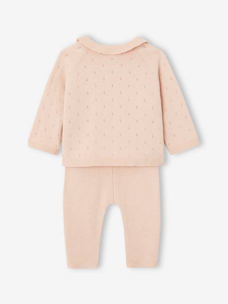 Knitted Jumper with Frilled Collar & Trousers Ensemble for Babies nude pink - vertbaudet enfant 
