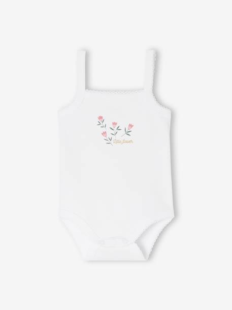 Lot de 5 bodies à bretelles naissance en coton biologique vieux rose - vertbaudet enfant 