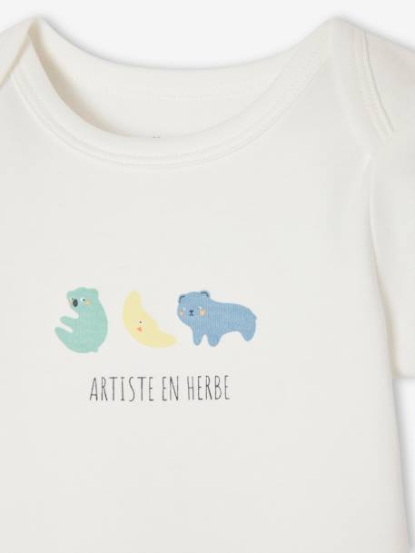 Set of 3 Progressive Bodysuits in Organic Cotton, for Babies sky blue - vertbaudet enfant 