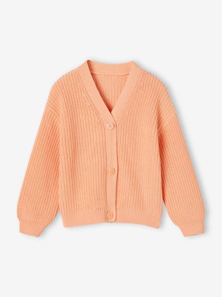 Rib Knit Cardigan for Girls apricot+mauve+pistachio - vertbaudet enfant 