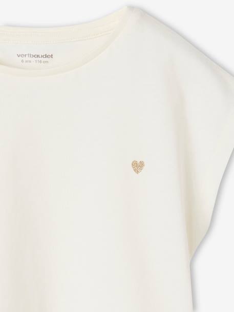 Tee-shirt fille uni fantaisie manches courtes personnalisable écru+marine+rose bonbon+vert d'eau - vertbaudet enfant 
