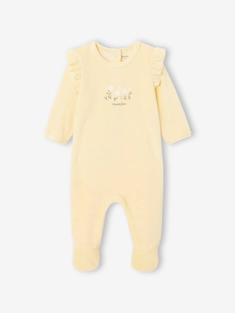 Pack of 2 Velour Sleepsuits for Babies pale yellow - vertbaudet enfant 