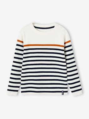 Boys-Cardigans, Jumpers & Sweatshirts-Jumpers-Sailor-Style Striped Jumper for Boys
