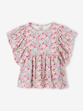 Tee-shirt blouse motifs fleurs fille  - vertbaudet enfant