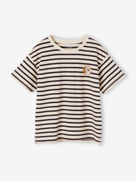 Tee-shirt à rayures fantaisie garçon rayé marine - vertbaudet enfant 