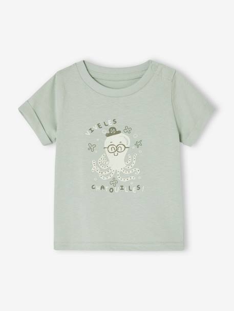 Mini Totem T-Shirt for Babies aqua green - vertbaudet enfant 