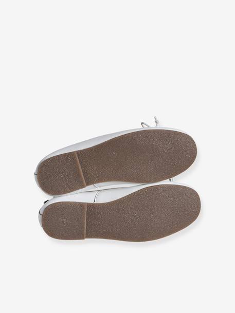 Leather Ballerina Pumps for Girls white - vertbaudet enfant 