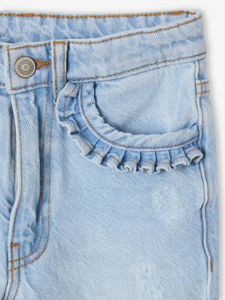 Jean fille droit MorphologiK tour de hanches Fin bleu foncé+denim bleached+stone - vertbaudet enfant 