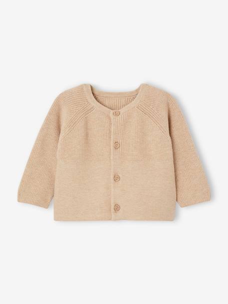 3-Piece Knitted Ensemble: Cardigan, Trousers & Booties for Newborn Babies marl beige - vertbaudet enfant 
