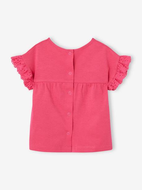 T-Shirt in Organic Cotton for Babies ecru+fuchsia - vertbaudet enfant 