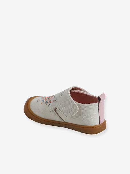 Chaussons bébé toile scratch blanc imprimé+bleu chambray+rose imprimé - vertbaudet enfant 