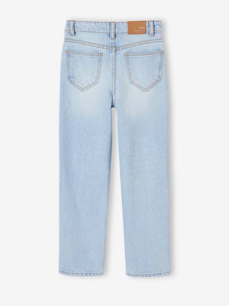 Jean fille droit MorphologiK tour de hanches Fin bleu foncé+denim bleached+stone - vertbaudet enfant 