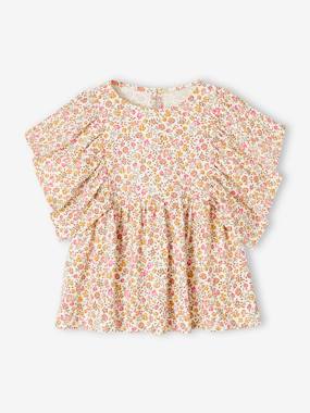 Tee-shirt blouse motifs fleurs fille  - vertbaudet enfant