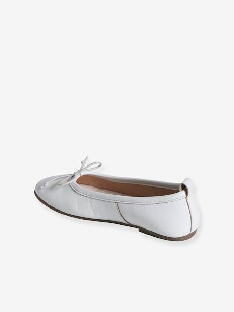 Leather Ballerina Pumps for Girls white - vertbaudet enfant 
