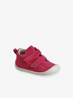 Shoes-Pram Shoes in Soft Leather, Hook&Loop Strap, for Babies, Designed for Crawling