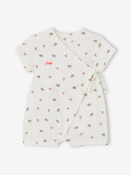 Pyjashort en gaze de coton bébé personnalisable écru - vertbaudet enfant 