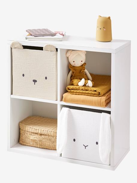 Lot de 2 bacs de rangement animaux gaze de coton lot blanc+lot jaune+lot rose - vertbaudet enfant 