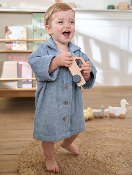 Peignoir Oversize bébé avec coton recyclé personnalisable beige+bleu chambray+terracotta - vertbaudet enfant 