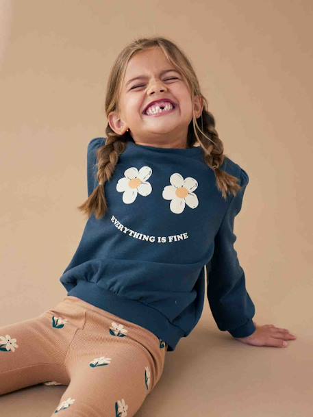 Sweatshirt + Printed Leggings Ensemble for Girls dusky pink+navy blue - vertbaudet enfant 