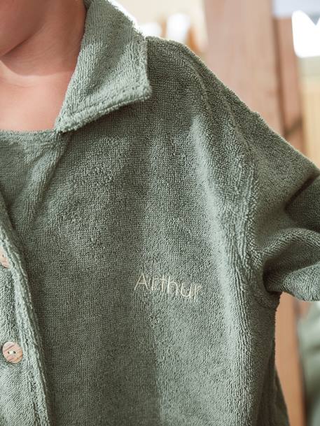 Peignoir Oversize enfant uni avec coton recyclé, personnalisable bois de rose+vert sapin - vertbaudet enfant 