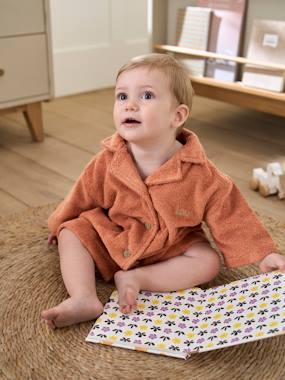 Baby-Bathrobes & bath capes-Blouse-Like Bathrobe with Recycled Cotton for Babies