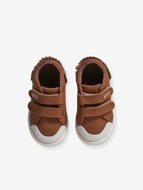 Fabric Trainers with Touch Fasteners, for Baby Boys dark brown+printed beige - vertbaudet enfant 