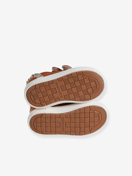 Fabric Trainers with Touch Fasteners, for Baby Boys dark brown+printed beige - vertbaudet enfant 