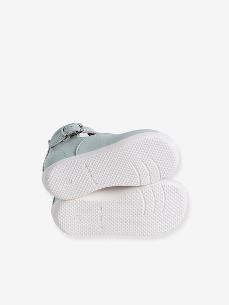 T-Strap Soft Leather Ankle Boots for Babies, Designed for First Steps sky blue - vertbaudet enfant 