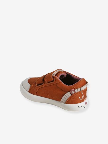 Fabric Trainers with Touch Fasteners, for Baby Boys dark brown+printed beige - vertbaudet enfant 