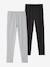 Lot de 2 leggings fille Basics anthracite+écru+gris chiné+noir+lot gris anthracite + bleu mar - vertbaudet enfant 