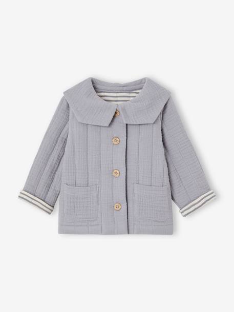 Cotton Gauze Jacket for Babies denim blue - vertbaudet enfant 