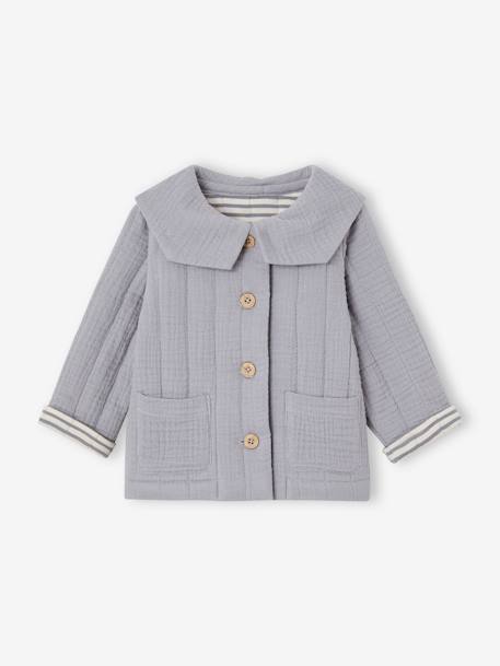 Veste en gaze de coton Bébé personnalisable bleu jean - vertbaudet enfant 