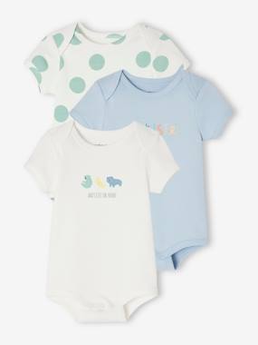 -Set of 3 Progressive Bodysuits in Organic Cotton, for Babies