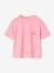 Tee-shirt fille fantaisie motif poitrine manches courtes abricot+rose bonbon+rouge - vertbaudet enfant 