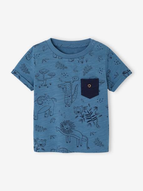 T-shirt jungle bébé en jersey flammé bleu - vertbaudet enfant 
