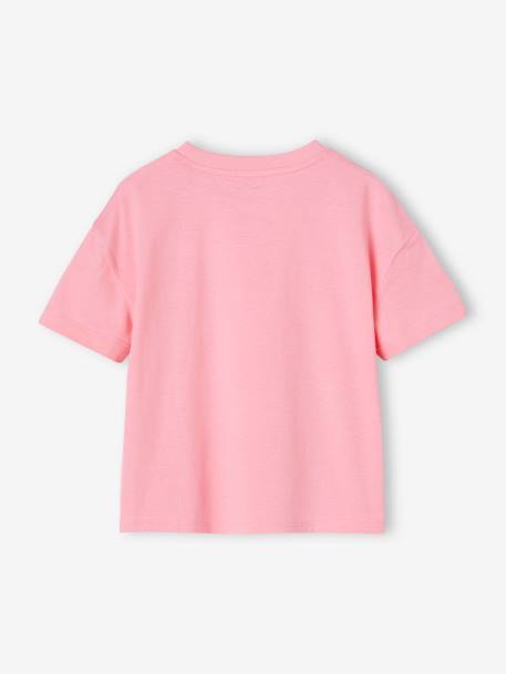 Tee-shirt fille motif poitrine manches courtes rose bonbon - vertbaudet enfant 