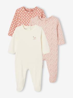 Baby-Pyjamas & Sleepsuits-Pack of 3 Interlock Sleepsuits for Babies, BASICS
