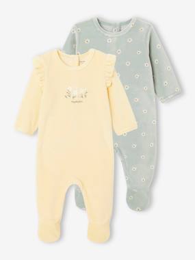 Pack of 2 Velour Sleepsuits for Babies  - vertbaudet enfant