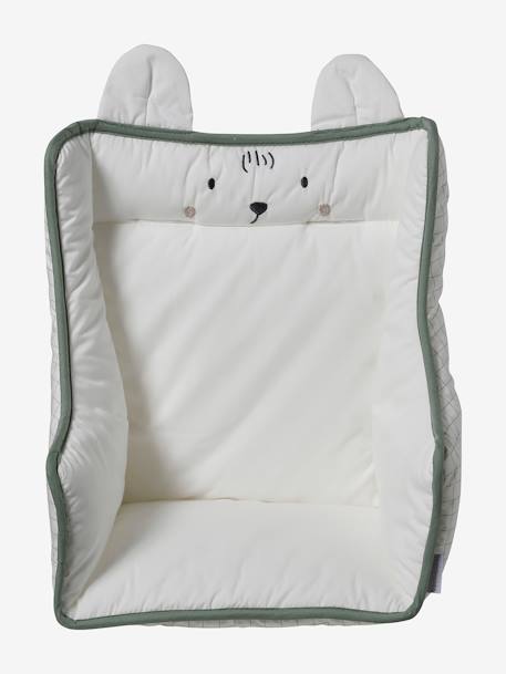 Coussin de chaise haute beige imprimé+carreaux vert+écru+ivoire Panda+moutarde - vertbaudet enfant 