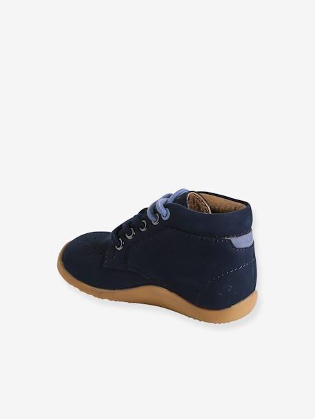 Lace-Up Soft Leather Ankle Boots for Babies, Designed for First Steps navy blue+set blue - vertbaudet enfant 