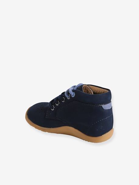 Lace-Up Soft Leather Ankle Boots for Babies, Designed for First Steps navy blue - vertbaudet enfant 